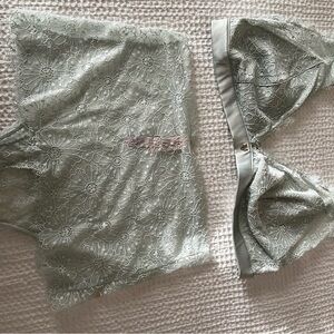 Victoria's Secret Lace Bralette and Shorts Set - Light Gray